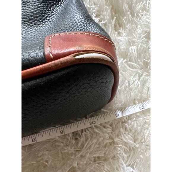 Dooney & Bourke Black Pebbled Leather Crossbody Bag – 11” Wide Black & Tan Purse - Picture 9 of 10